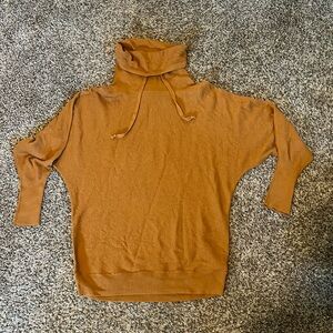 Women’s goldenrod/brown cowl neck active sweater